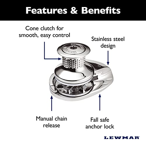 Image of Lewmar 12V /700-Watt V1 (000) Gypsy Only for Electric Power /Sailboats 28'-40' with 1 /4 inch G4 Chain, Max Pull 1,653 lbs. - 2020201182