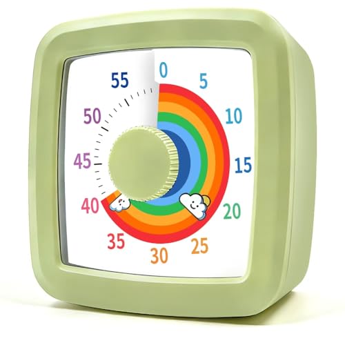 MEPHILIMIA Visueller Timer für Kinder & Erwachsene 60 Minuten Regenbogen Countdown Timer Zeitmanagement Tool für Klassenzimmer Haus Küche Büro Schule