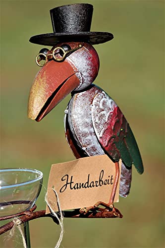 Unbekannt REGENMESSER Rabe - Echtglas, Metall - Gartenstecker/Regenmesser - Bunt - 136 cm hoch