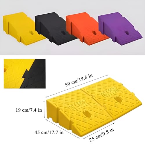 Rampas portátiles para bordillos, 2 unidades, altura de 7,4 pulgadas, para motocicletas, sillas de ruedas, bicicletas y cortadoras de césped (amarillo) miniatura 2