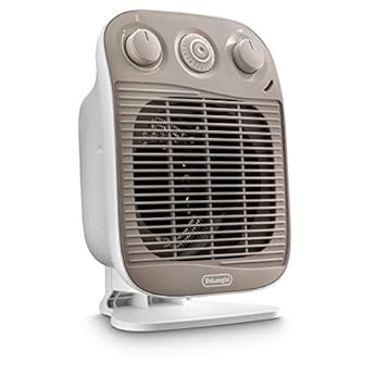 Foto di De'Longhi HFS50D22 Termoventilatore, TIMER 24H, 3 livelli di potenza, ventilazione estiva, protezione antigoccia, maniglia, dispositivo di sicurezza, luce, protezione antigelo, leggero, Bianco/Beige