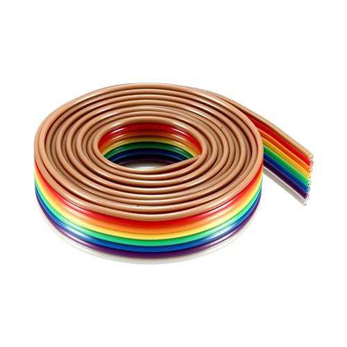 Rebower Cable de Cinta Plana de Colores Arcoíris IDC de 8 Pines [para Conectores de Paso de 1,27 mm / 0,05'] - 1 Metro