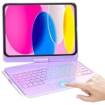 MMK Keyboard Case for iPad A16 11th Generation 2025 and 10th Generation 2022 (11/10.9 inch), Multi-touch Trackpad & 7 Color Backlight & 360°Flip Hard-shell, Compatible with iPad 11/10 Gen, Purple