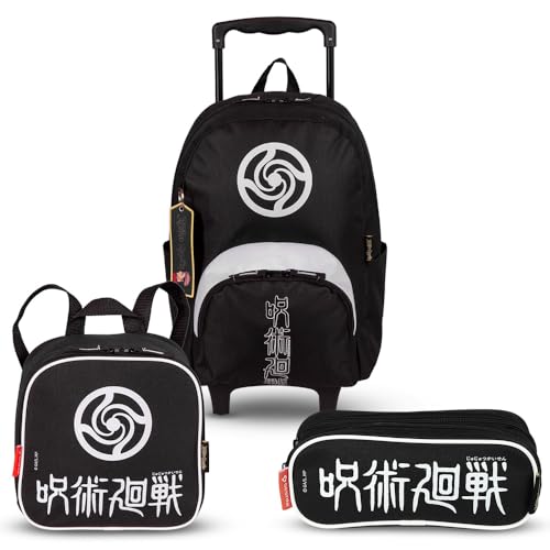Kit Mochila De Rodinhas Lancheira Estojo Jujutsu Anime