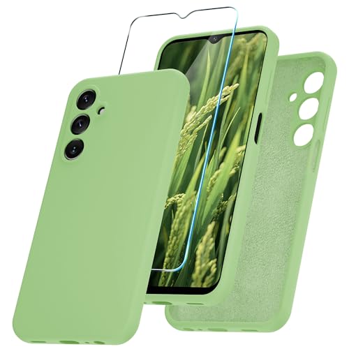 YENAPOON for Samsung Galaxy A15 5G Case, Silicone Phone Case with 1 Screen Protector, Soft Anti-Scratch Microfiber Lining, Full Body Shockproof Slim Cover, Mint Green