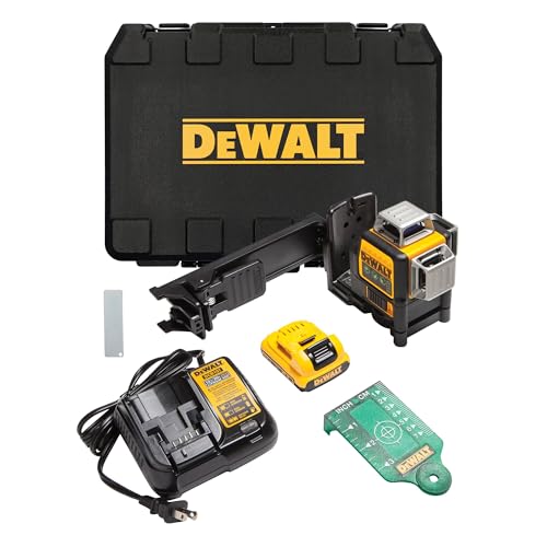 DEWALT Laser Level 360 Self Leveling, 3 Way Green Laser Leveler Tool 12V MAX with 2.0Ah Battery, Charger and Durable Carrying Case, 100 Ft, Tripod Compatible (DW089LG)