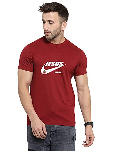 MyTees| Graphic Printed Funny Tshirt for Men | Half Sleeves Tshirt for Women | Round Neck T Shirt |Jesus did it Christian |100% Cotton Biowash T-Shirt 180GSM for Man