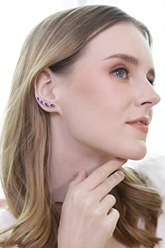 Sterling Silver African Amethyst And White Topaz Twist Crawler Climber Hook Earrings For Women Girls #TOP2