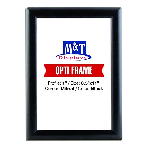 M&T Displays 8.5 x11 Picture Frame for Wall, Snap Open, 1 inch Profile