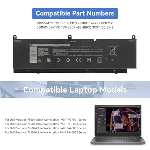 Batterie PC Dell Precision 17 7750 7760 C903V CR72X - 3