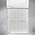 ChicFurnit 60" W x 70" H Semi-Frameless Shower Door, Bath Double Sliding Shower Door with 1/4'' (6mm) Clear Glass, Anti-Crash Angle Glass Shower Door with Bottom Anti-Water Seal Strip, Brushed Nickel