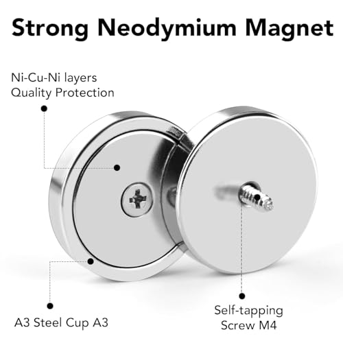 Image of LOVIMAG Strong Neodymium Rare Earth Magnets, 20LBS-6 Pack | Heavy Duty Cup Magnet with Countersunk and Screws for Tool Room, Kitchen Doors, Wall Mounting, Office