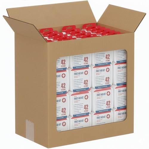 DecorRack 4000 Piece First Aid Kit 96 Individual Boxes of 42 Items Each First Aid Kits for Minor Cuts Scrapes Travel Car Home Work Field Trips or Camping (4000pcs 96 Pack)