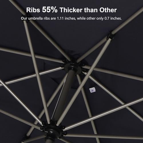 Image of PURPLE LEAF Patio Umbrella 4' x 6' Rectangle Tilt Market Umbrella Navy Blue