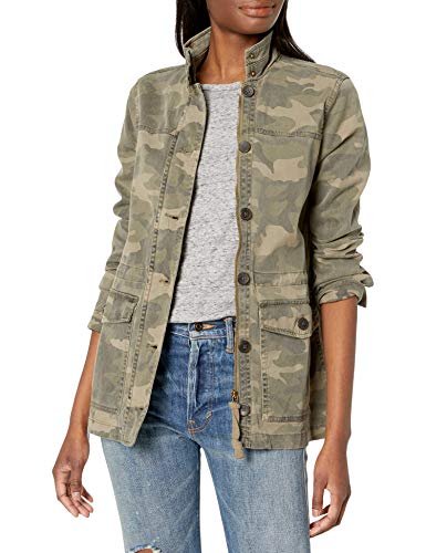 Lucky Brand Women's Long Sleeve Button Up Camo Printed Utility Jacket, Green Multi, X-Small