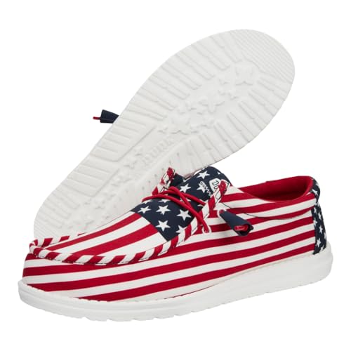 Image of HEYDUDE Wally Patriotic, Mens Shoes, Slip-on Loafers, Comfortable & Light-Weight