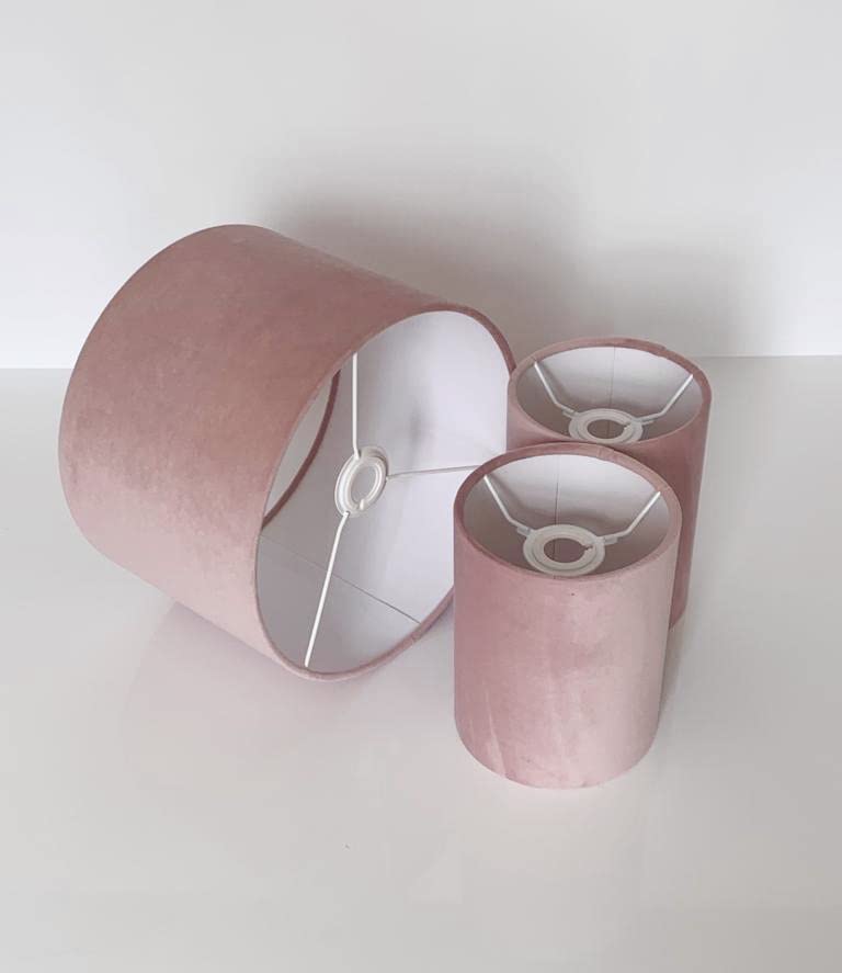 New Upholstery Velvet Fabric lamp Shade Pendant Light Shade Drum Shape Blush Pink