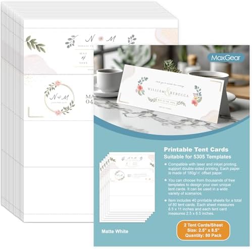MaxGear Printable Place Card, Blank Name Cards for Table Setting,2.5