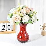 YINUOWEI Ceramic Vase, Modern Small Vases for Home Decor, Elegant Flower Vase Centerpiece for Tables, Office Desk, Room Decor, Fit for Housewarming, Wedding, Birthday (Red)