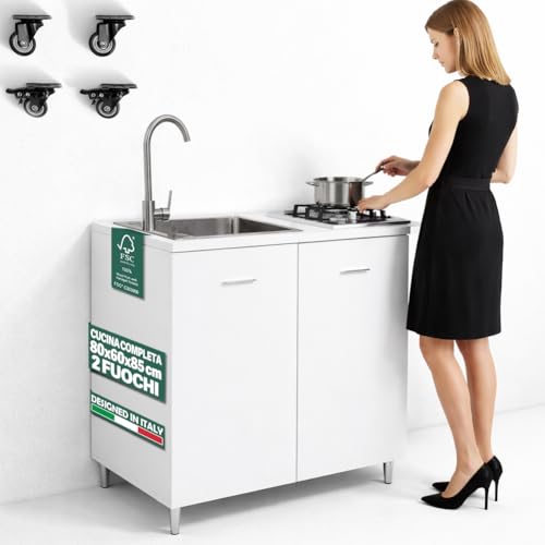 Ideale per ambienti domestici, seconde case, taverne o spazi di servizio, garantisce praticità e organizzazione immediata. Il piano cottura con piastre in ghisa ad alta durabilità che assicurano stabilità delle pentole e distribuzione uniforme del calore.