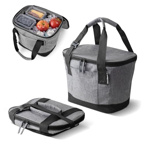 CleverMade Tahoe Collapsible Cooler Bag Small Portable Cooler Bag for Travel Foldable Insulated Cooler for Beach Picnic & Road Trips Holds Up to 18 Cans Leakproof Soft Carry Cooler
