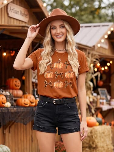 Halloween Shirts for Women Spooky Season Shirt Pumpkin Ghost Graphic tees Casual Short Sleeve Tops - image 4