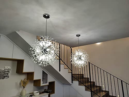 Vikaey 12-Light Modern Chandelier,Firework Sputnik Living Room Chandeliers,Dining Room Dandelion Crystal Chandeliers for Bedroom Entryway Bathroom Foyer Staircase,Chrome - Image 5