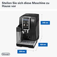 De'Longhi Dinamica Plus ECAM382.70.B, Kaffeevollautomat für Kaffeebohnen, Cappuccino-Maschine mit LatteCrema Hot, Espresso-Maschine mit 18 Rezepten, 3,5-Zoll TFT-Display, 1450W, Schwarz – Ansicht 7