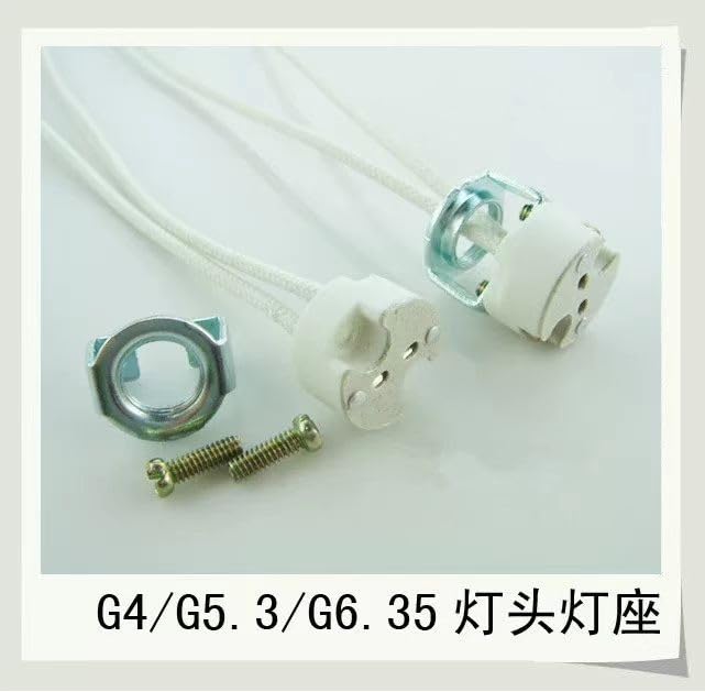 Custom Ceramic lamp Holder G4 G5.3 G6.35 with Wire high Temperature Resistance with Bracket Clip MR11 MR16 Halogen with Bracket Clip, Wire Length 40CM(with Bracket Clip Wire Length 40CM)