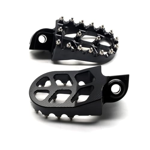 Image of MZS Dirt Bike Foot Pegs for 65 85 125 250 450 660 690 950 1090 1290 Models | Black CNC Aluminum Alloy Footrest, Skeleton Wide Footpeg, Non-Slip Stainless Steel Foot Pins, fits Enduro Adventure MX Bikes