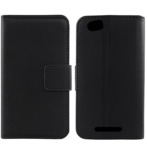 Gukas Design Veritable Cuir Etui pour Sony Xperia M C1904 C1905 Housse Coque Premium Case Cover Flip Protecteur Portefeuille Genuine Leather Wallet (Noir)