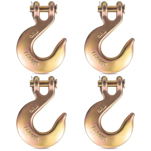 Image of 4 Pack Clevis Slip Hooks Heavy Duty Clevis Grab Chain Hooks Grade 70 Steel for Tie Down Chain, Trailers, and Load Binding Applications, 11, 300 Lbs Working Load Limit(3 /8 inch)