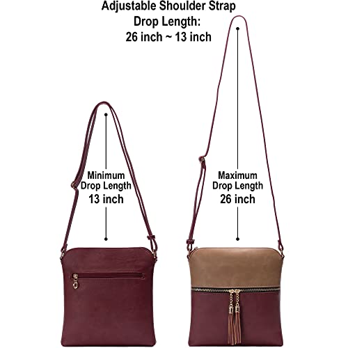 Image of Solene Womens Lightweight Medium Crossbody Purse with Tassel, Perfect Size Crossbody Bags for Daily Use, travel