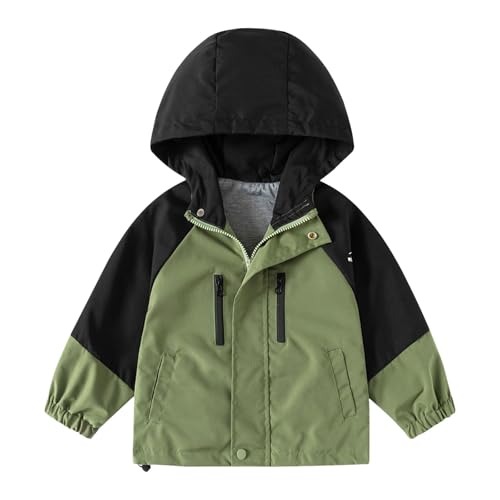 Kids Boys Multiple Pockets Hooded Jackets Long Sleeve Zip Up Windproof Coats Fall Cozy Thickened Lined Windbreaker