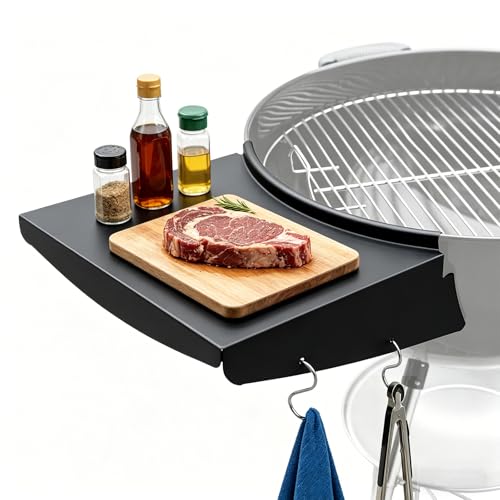 GFTIME 34,5 cm x 35,2 cm Tablette de table pour barbecue pour grils de charbon de bois d'origine, peut placer des condiments et ustensiles suspendus