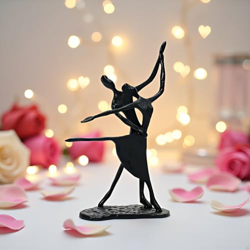 Escultura de Pareja Abstracta en Hierro Fundido Negro miniatura 6