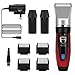 GHB Cortapelos Electrónico Maquinilla Cortar Pelo Ajustable con 4 Peines 2 baterías Color Rojo Adecuado para Barba y Bigote