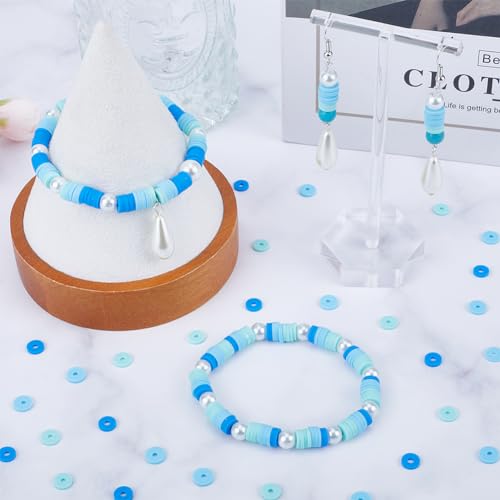 SUNNYCLUE 1 Box 1000PCS+ 6mm Blue Heishi Beads Round Clay Bead Small Refill Polymer Light Blue Flat Disc Vinyl Spacer Loose Bead for Jewellery Making DIY Bracelets Necklace Chocker Craft Supplies - Image 4