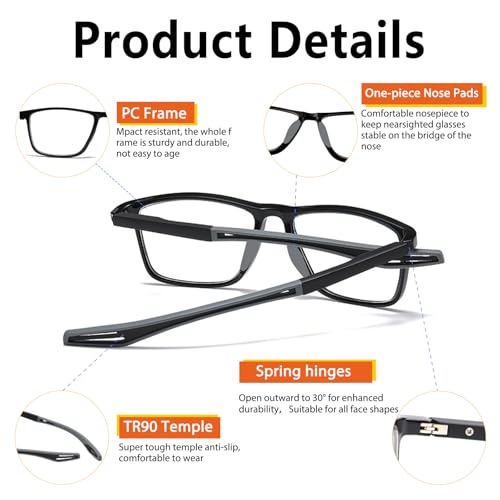 Image of Photochromic Transition Glasses Far And Near Glasses Driving Glasses UV Blue Light Blocking Eyeglasses Men Women TR90