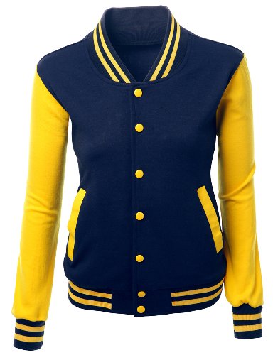 Women's Stylish Color Contrast Long Sleeves Varsity Jacket2