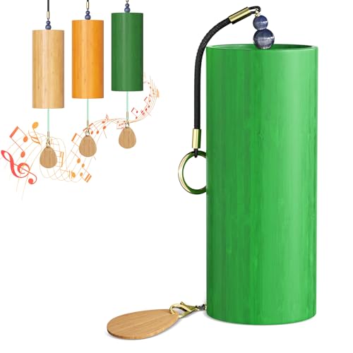 Klangspiel aus Bambus, Meditationsglocken für draußen, Zen, Windspiel als Dekoration für Zuhause, Yoga, Tiefenklang-Heilinstrumente, Glockenspiel (Grün)