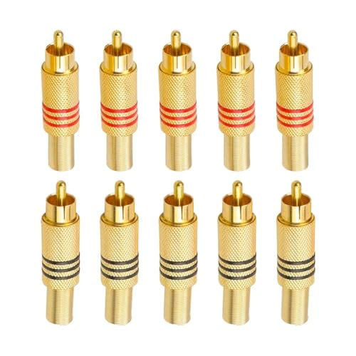 4個入りゴールドRCAフォノプラグ(オス)はんだ付けオーディオビデオケーブルアダプター(メス)スピーカー用(10pcs Male)