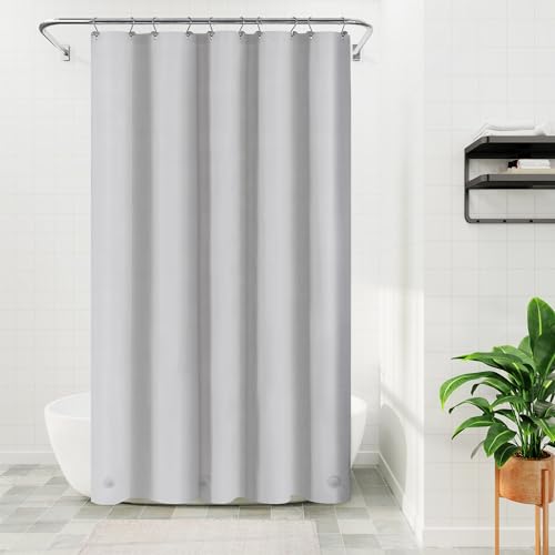 Image of Barossa Design 54W x 78H Stall Shower Curtain Liner Silver Gray - Waterproof Lightweight PEVA Plastic Shower Liner with 3 Magnets & Metal Grommets - Gray Silver