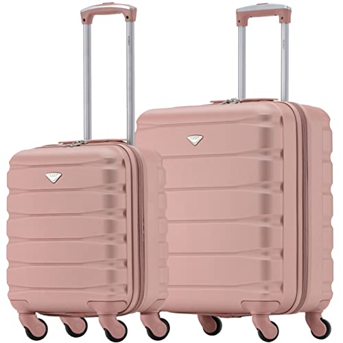 Flight Knight Suitcase Set of 2 Lightweight 4 Wheel ABS Hard Case Cabin Carry On Hand Luggage - easyJet Maximum Size for Overhead Cabin & Under Seat Carry-On - 45x36x20cm & 56x45x25cm