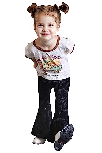 Daisy Del Sol Little Girls Velvet Boho Bell Bottom Flared Stretch Legging Pants Toddler Childrens Kids 2T-84