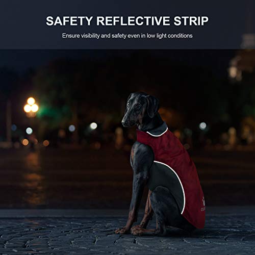 IREENUO Wasserdichter Hundemantel, Hundejacke Winter Winddichter Warmer Hunderegenmantel für Mittelgroße bis Große Hunde mit Sicheren Reflexstreifen und Verstellbarem Brustriemen (XL, Red)