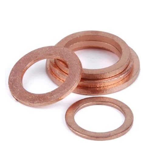 Lkq-������ 10pcs M6 M8 M10 M12 M14 M16 M18 M20 thickness 1.5mm Solid Copper Washer Shim Flat Ring Gasket Rings Seal Plain Washers ��