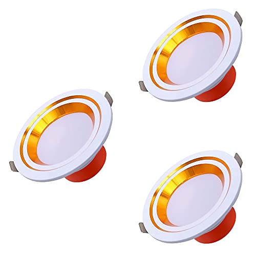 Foco LED empotrable de una Pieza para Sala de exposiciones, Paquete de 3, con Carcasa de Aluminio, Seleccionable Entre 3000 K, 4000 K y 6000 K.