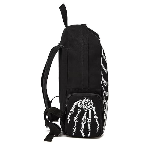 Mochila de lona de viaje unisex diseño calavera esqueleto multifuncional 5