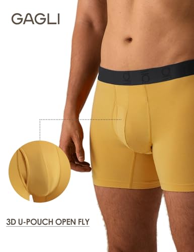 Men's Underwear Boxer Briefs, Modal Breathable Underwear with Soft Elastic Flex Waistband, Moisture-Wicking, 5", 2 Pack3